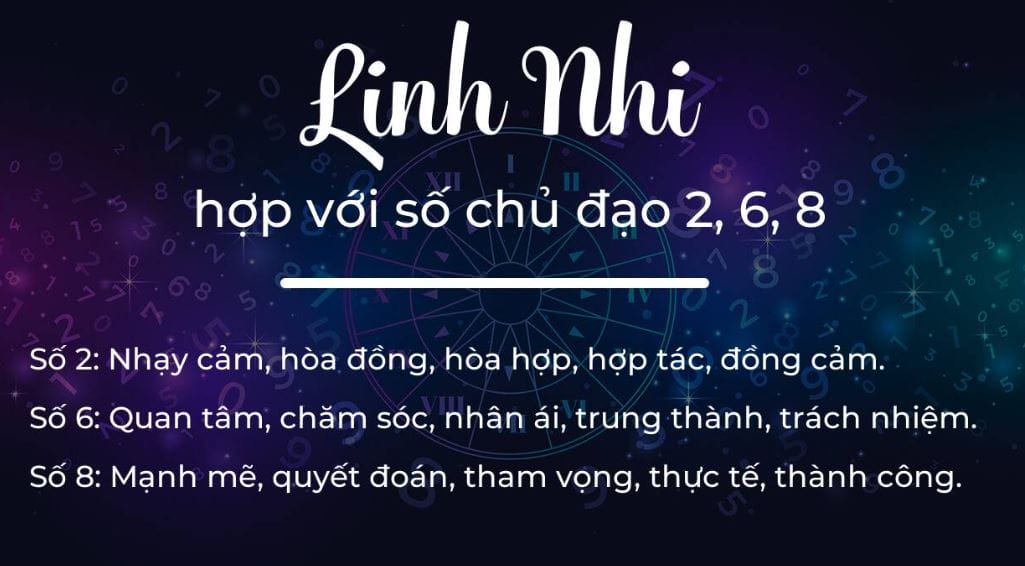 Những số chủ đạo như 2, 6, 8 sẽ phù hợp đặt tên Linh Nhi